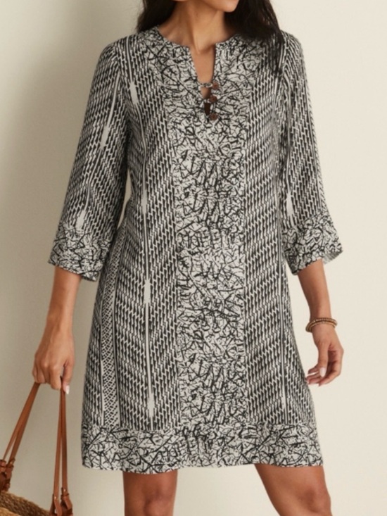 Soft Surroundings Dresses & Skirts - Soft Surroundings Black & Grey Raven Tunic Dress Medium Boho Lagenlook Resort